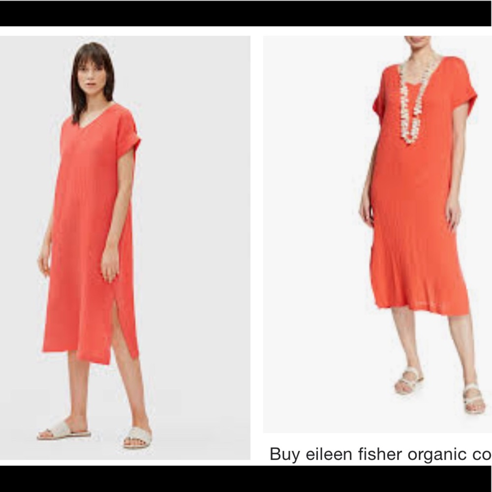 Gorgeous Eileen Fisher cotton gauze vneck dress. NWT.